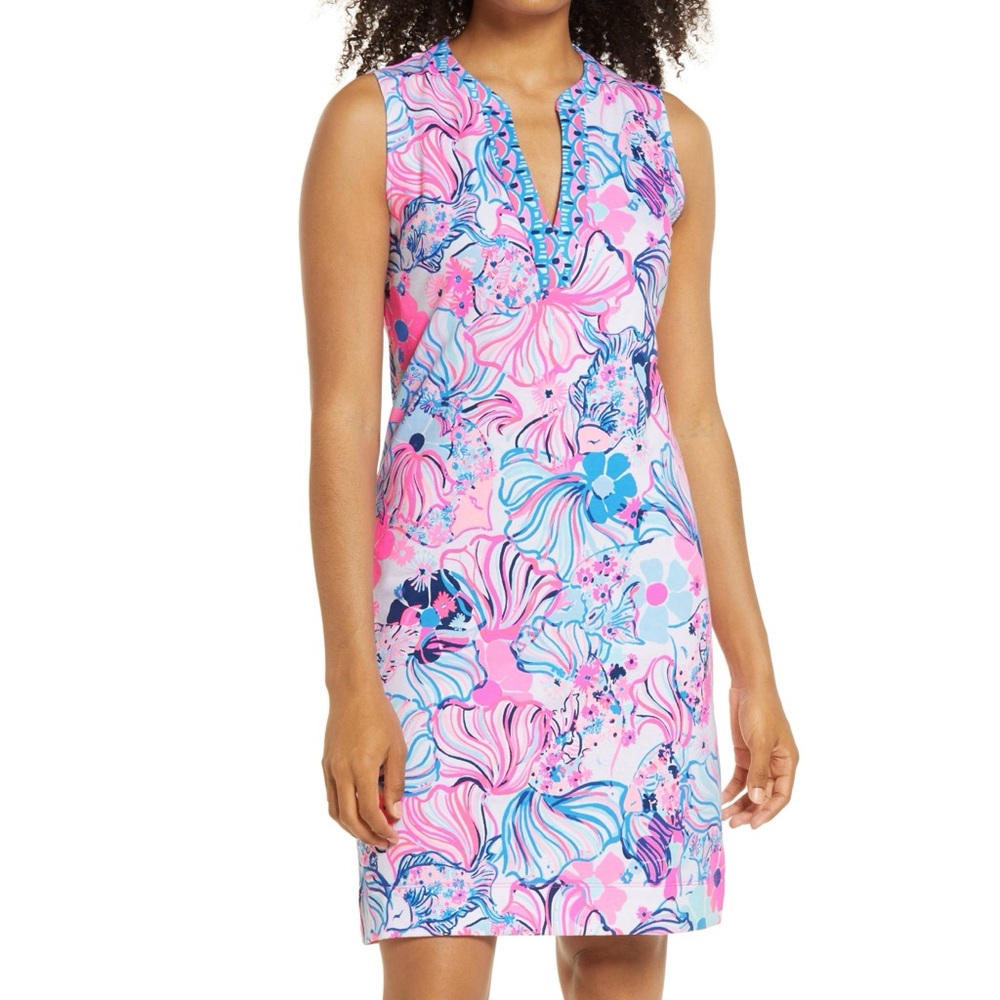 Lilly Pulitzer Pink and Blue Floral Dress (Pink Prosecco Party print)